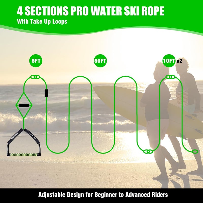 SETYPARY 75FT Wakeboard Rope and Handle, Floating Water Ski Rope for Watersports, 4 Sections Ski Ropes for Water Skiing, Kneeboarding, Wakeboarding - Image 4